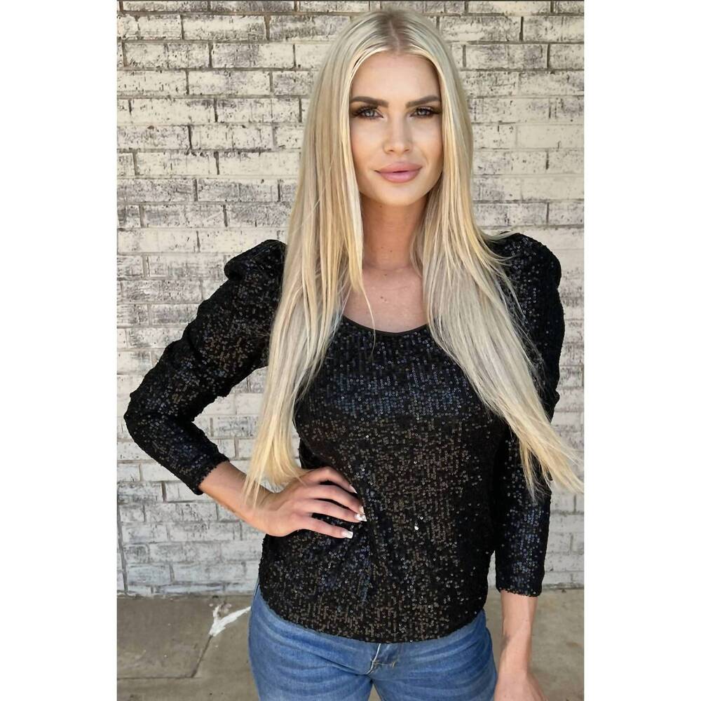 NEW STERLING KREEK bubble bling babe top - plus in black